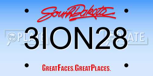 3ION28 South Dakota License Plate