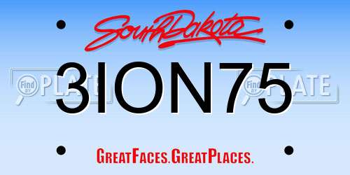 3ION75 South Dakota License Plate