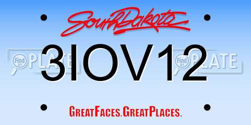3IOV12 South Dakota License Plate