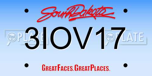 3IOV17 South Dakota License Plate
