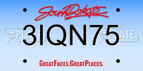 3IQN75 South Dakota License Plate