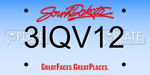 3IQV12 South Dakota License Plate