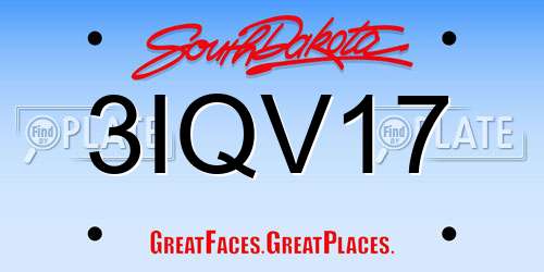 3IQV17 South Dakota License Plate