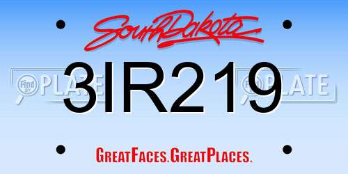 3IR219 South Dakota License Plate