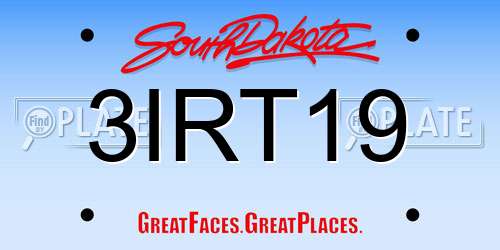 3IRT19 South Dakota License Plate