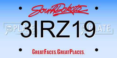 3IRZ19 South Dakota License Plate