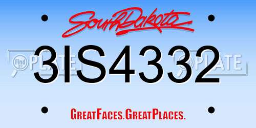 3IS4332 South Dakota License Plate