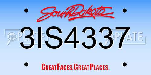 3IS4337 South Dakota License Plate