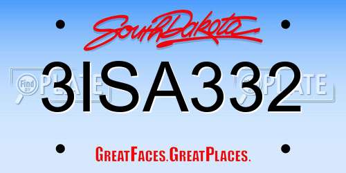 3ISA332 South Dakota License Plate