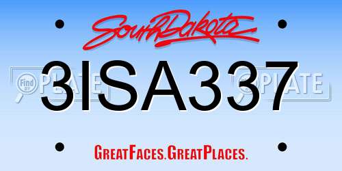 3ISA337 South Dakota License Plate