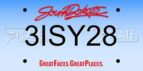 3ISY28 South Dakota License Plate