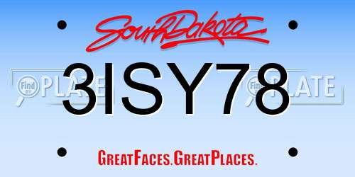3ISY78 South Dakota License Plate