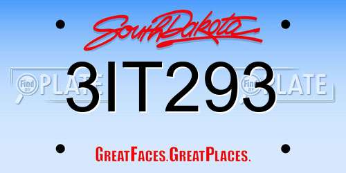 3IT293 South Dakota License Plate