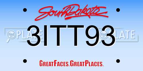 3ITT93 South Dakota License Plate