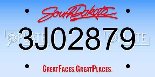 3J02879 South Dakota License Plate