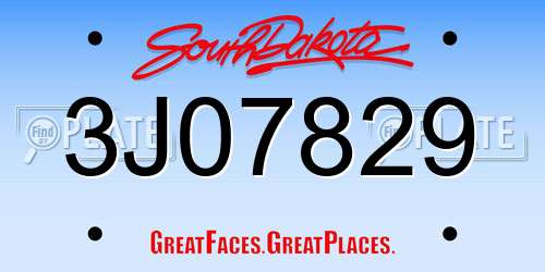 3J07829 South Dakota License Plate