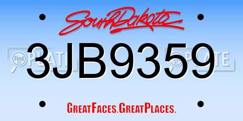 3JB9359 South Dakota License Plate