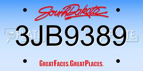 3JB9389 South Dakota License Plate