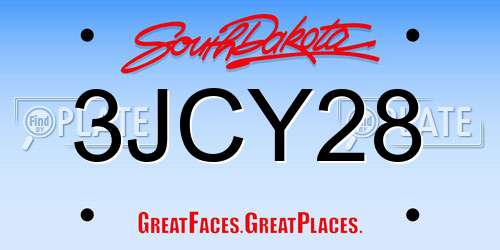 3JCY28 South Dakota License Plate