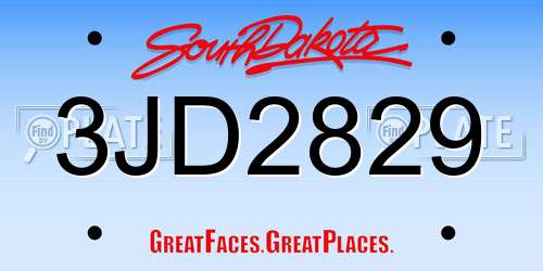 3JD2829 South Dakota License Plate