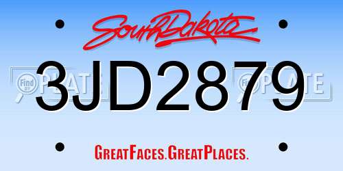 3JD2879 South Dakota License Plate