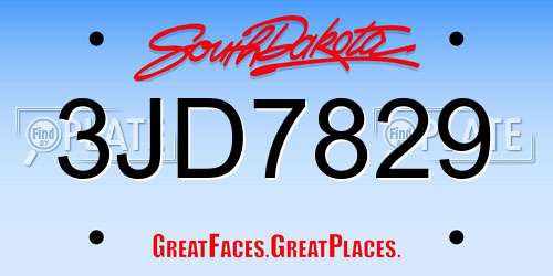 3JD7829 South Dakota License Plate