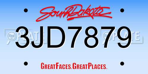 3JD7879 South Dakota License Plate