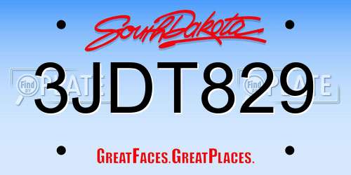 3JDT829 South Dakota License Plate