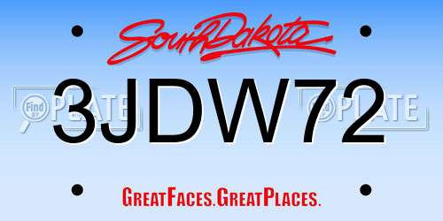3JDW72 South Dakota License Plate