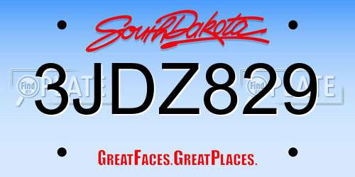 3JDZ829 South Dakota License Plate