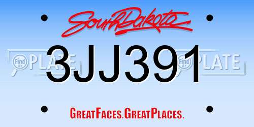3JJ391 South Dakota License Plate
