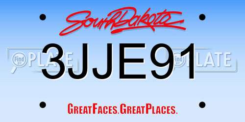 3JJE91 South Dakota License Plate