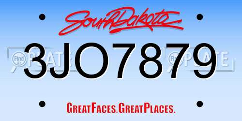 3JO7879 South Dakota License Plate