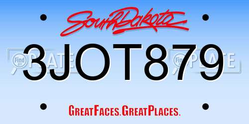 3JOT879 South Dakota License Plate