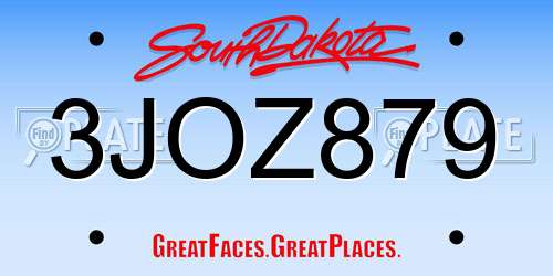 3JOZ879 South Dakota License Plate