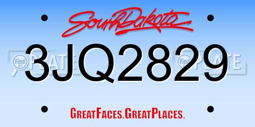 3JQ2829 South Dakota License Plate