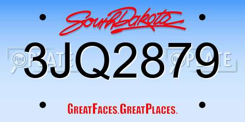 3JQ2879 South Dakota License Plate