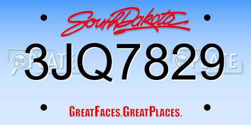 3JQ7829 South Dakota License Plate