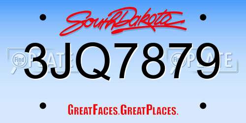 3JQ7879 South Dakota License Plate