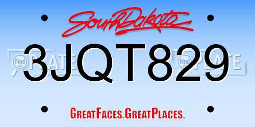 3JQT829 South Dakota License Plate