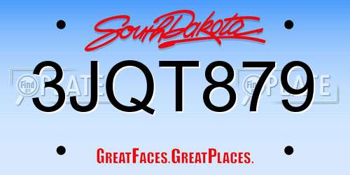 3JQT879 South Dakota License Plate