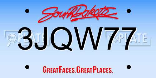 3JQW77 South Dakota License Plate