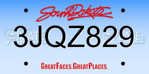3JQZ829 South Dakota License Plate