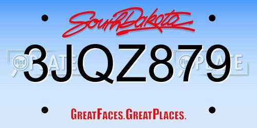 3JQZ879 South Dakota License Plate