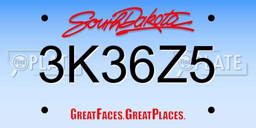 3K36Z5 South Dakota License Plate