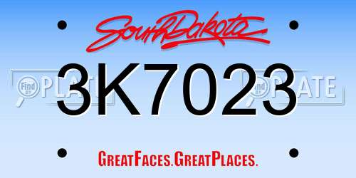 3K7023 South Dakota License Plate