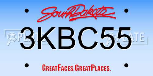 3KBC55 South Dakota License Plate