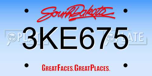 3KE675 South Dakota License Plate