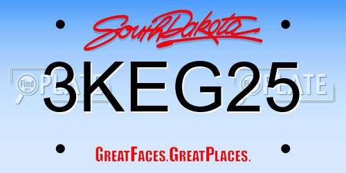 3KEG25 South Dakota License Plate