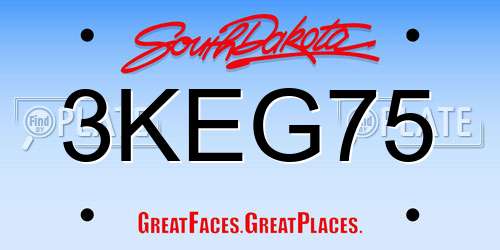 3KEG75 South Dakota License Plate